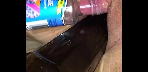  Wife bottle insertion swollen clit and orgasm